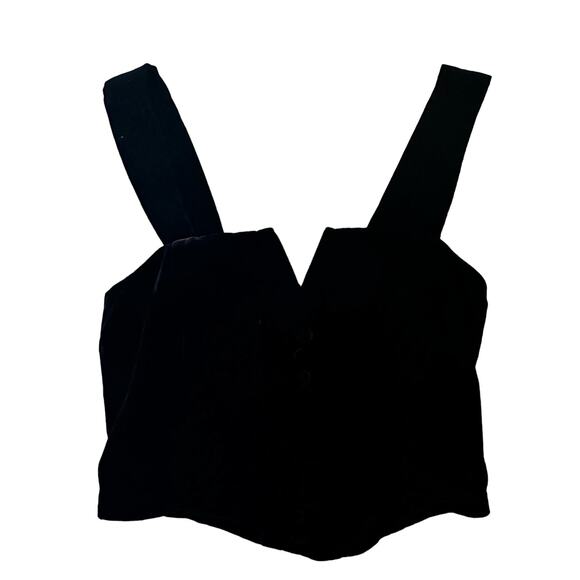 Rachel Zoe | Button Front Crop Top | NWOT | Black Velvet | SZ‎ XS - Picture 1 of 7
